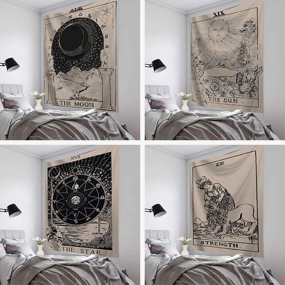 

Tarot Tapestry Witchcraft Moon Wall Hanging Hippie Mandala Psychedelic Divination Wall Cloth Rug Carpet Tapestries Home Decor