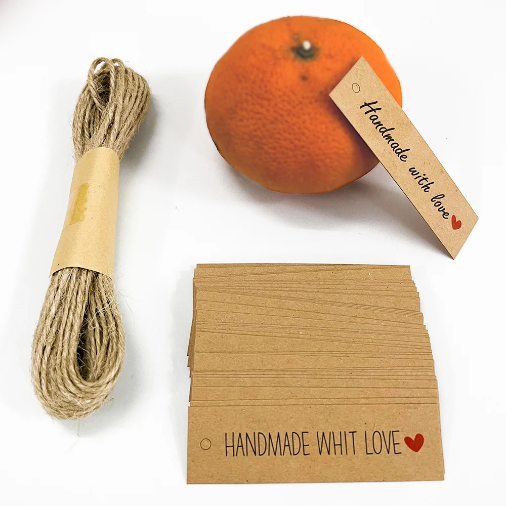 

7x2CM Kraft Paper Thank You Cards Handmade With Love Tag Thank You For Your Order Card Labels For Small Business Wedding Party