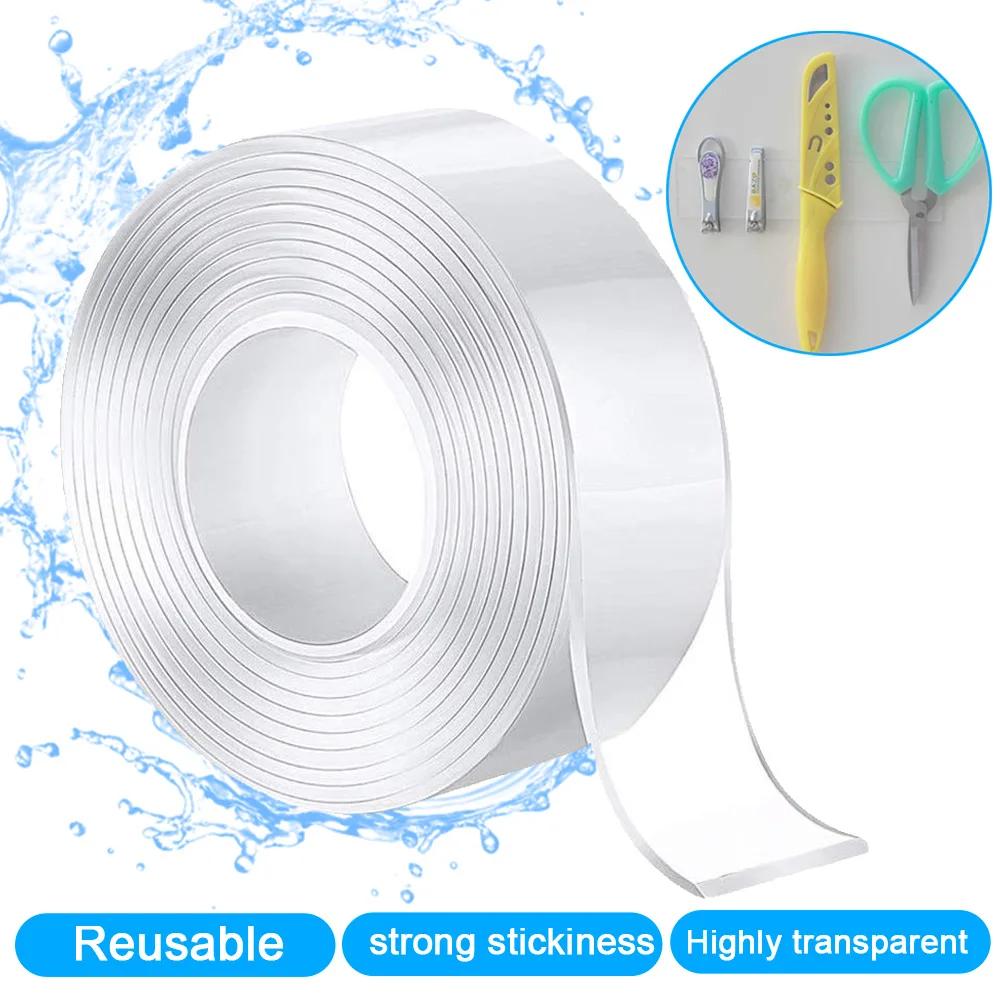 Многоразовая Толстая двухсторонняя прочная клейкая лента 1/2/3/5 м нано-волшебная