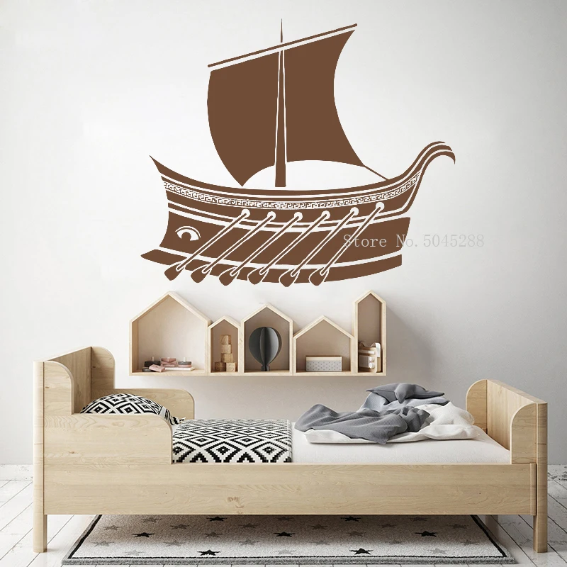 Винтажные виниловые наклейки на стену с кораблем лодка морской корабль яхта тема