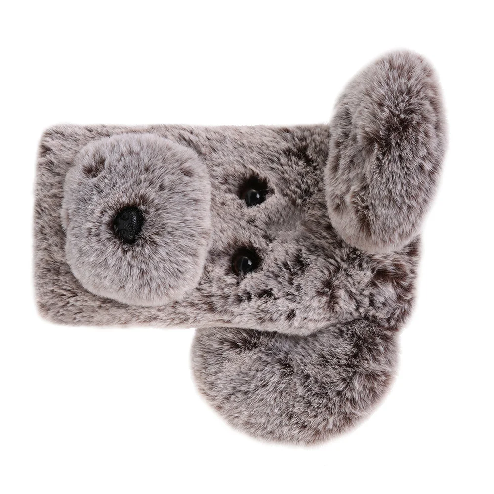 Мягкий плюшевый чехол для телефона с изображением собаки милый Модный зимний