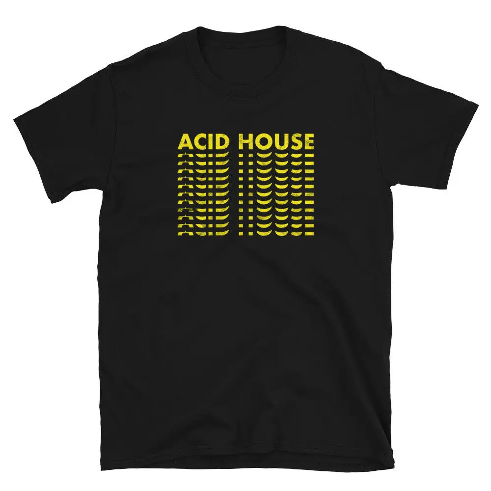 

2021 Summer Men's T-shirt Acid House Techno Rave Festival Party Vintage Nerd 80s 90s Printed Street Cotton High-quality T-shirt