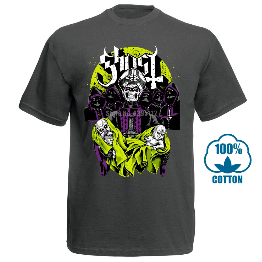 Темно-серый Ghost Bc Papa Emeritus рок группа Черная Футболка размер S M L XL 2XL 3XL - Цвет: Темно-серый