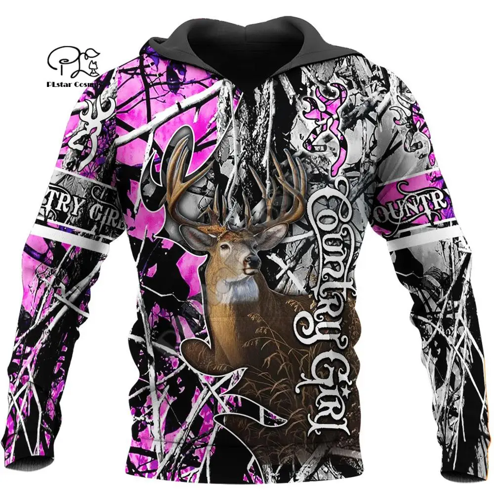 NewFashion Country Girl Hunter Deer Hunting Animal Camouflag Tattoo Pullover Tracksuit Sweatshirts Men/Women 3Dprint Hoodies S15