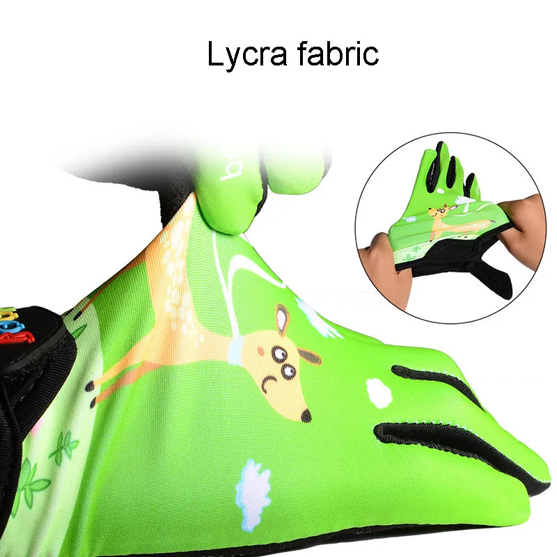 Boodun Kids Cycling Microfiber Gloves for Boy Bike Racing Riding Long Finger Tough Screen 3D Gel Gloves for Sport Wear M L