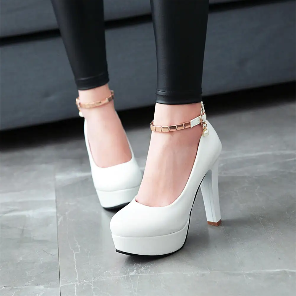 

DoraTasia New Fashion Female Mary Janes Pumps Round Toe Square High Heels With Buckle Pumps Women 2020 Autumn Party woman shoes