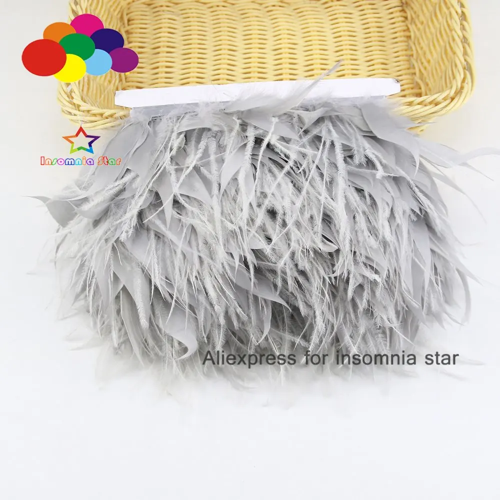 10 метров светло серое страусиное перо гусиное отделка ширина 8 12 см перья лента