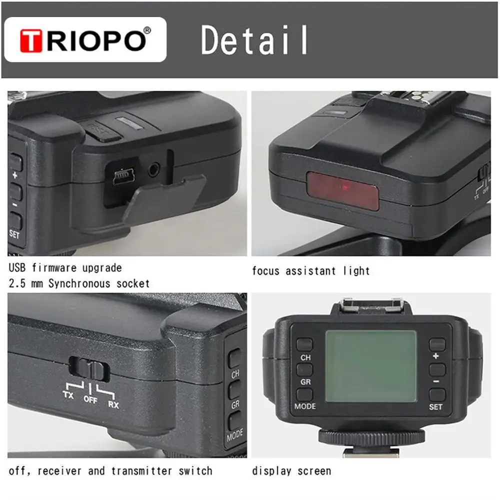 TRIOPO G2 2 4G беспроводной триггер вспышки приемник подходит для TR-982III R1 G1800 TR-950II