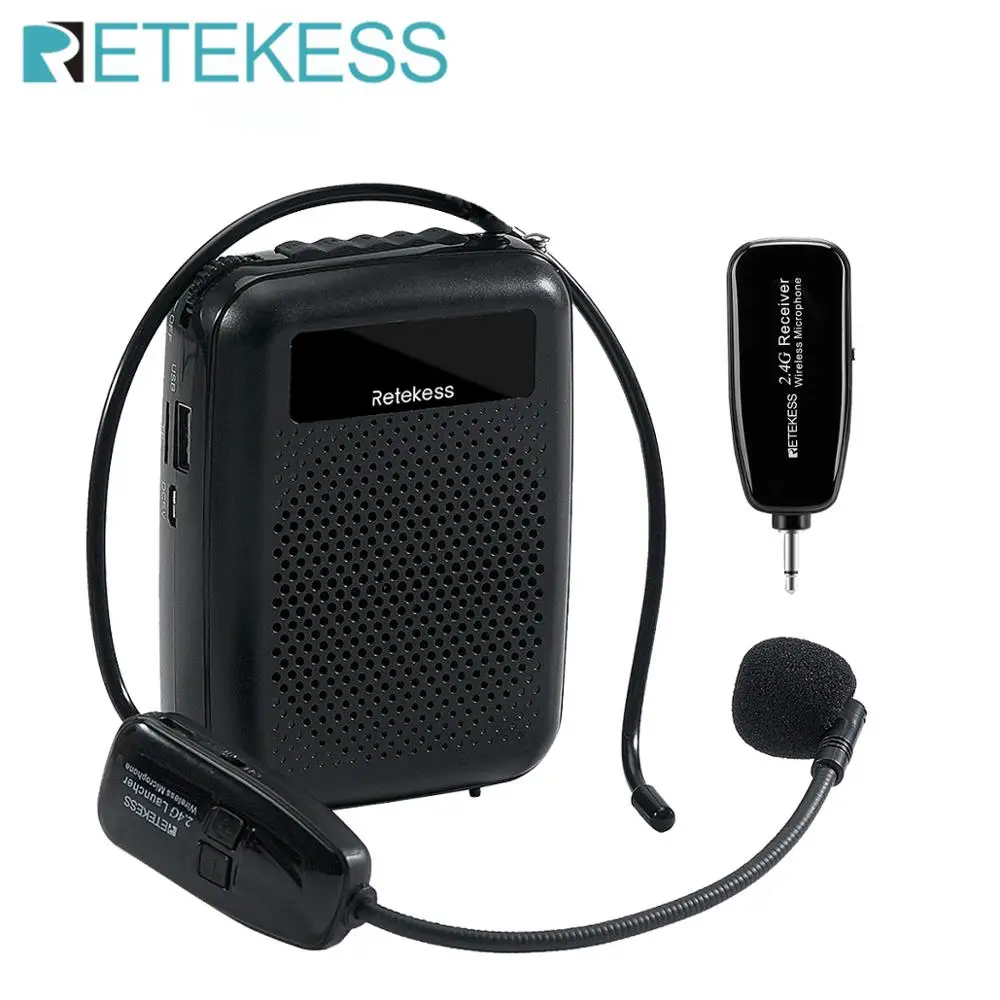 RETEKESS PR16R Megaphone Portable 12W FM Recording Voice Amplifier Teacher Microphone Speaker Mp3 Player FM Radio for Tour Guide
