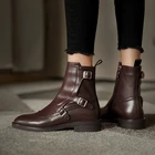Демисезонные ботинки женские ботильоны из натуральной кожи на низком каблуке с круглым носком женские зимние ботинки-броги в стиле ретро из натуральной кожи