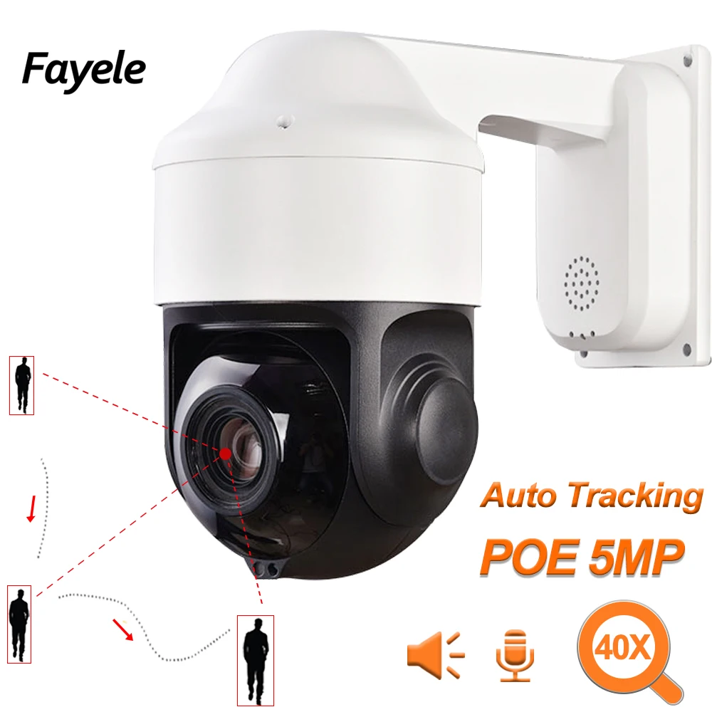 

5MP POE PTZ Camera 40X Zoom Audio SD Home Defense AI Tracker High Speed Dome IP Camera Starlight IR 200M Humanoid Auto Tracking