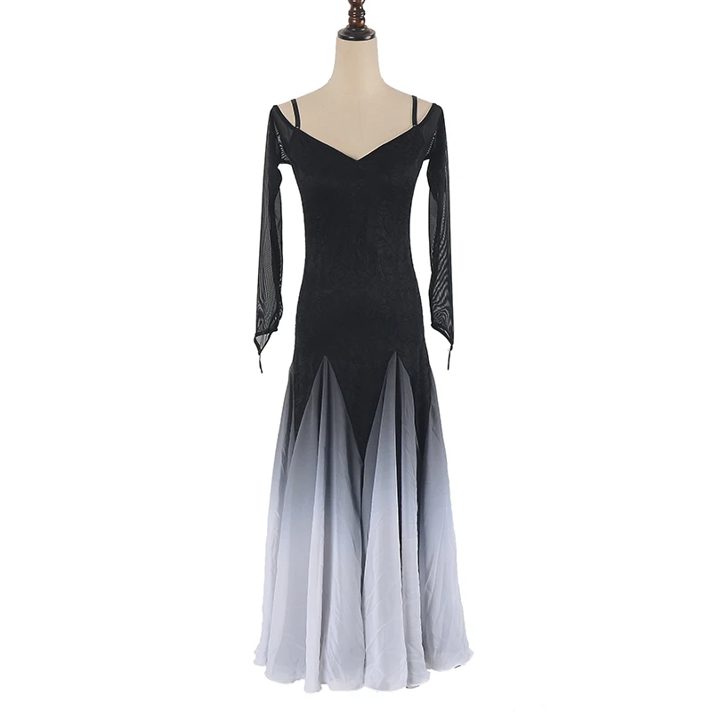 

Женское платье для бальных танцев, черное платье с градиентом для вальса