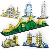world famous building great wall big ben taj mahal three dimensional model assembling small particle building block diy toys