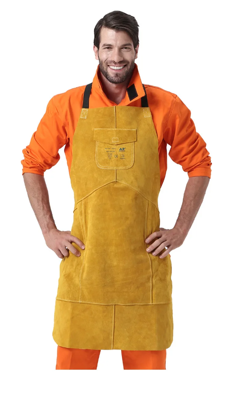 Welding Apron Heat Insulation Split Cow Leather Work Protective Aprons Flame Resistant Welders Workplace Safety Clothing