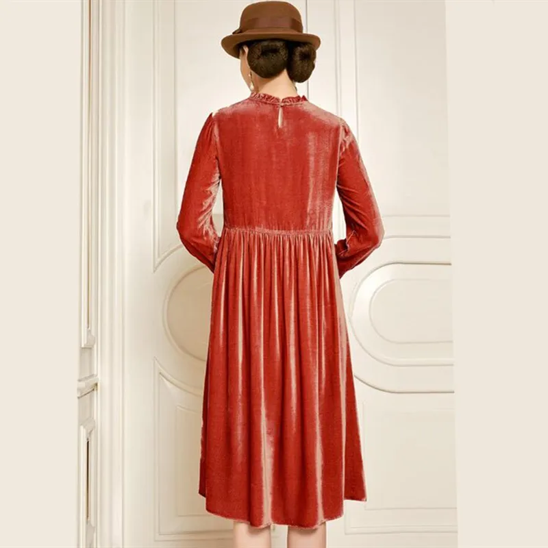 Женское бархатное платье с длинным рукавом элегантное весеннее синего и черного