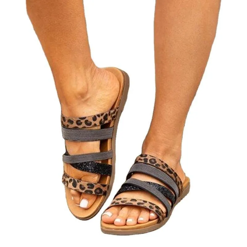 

Summer Women Sandals Retro Fashion Plus Size Shoes Snakeskin Print Casual Sandals Buckle Straps Beach Sandals