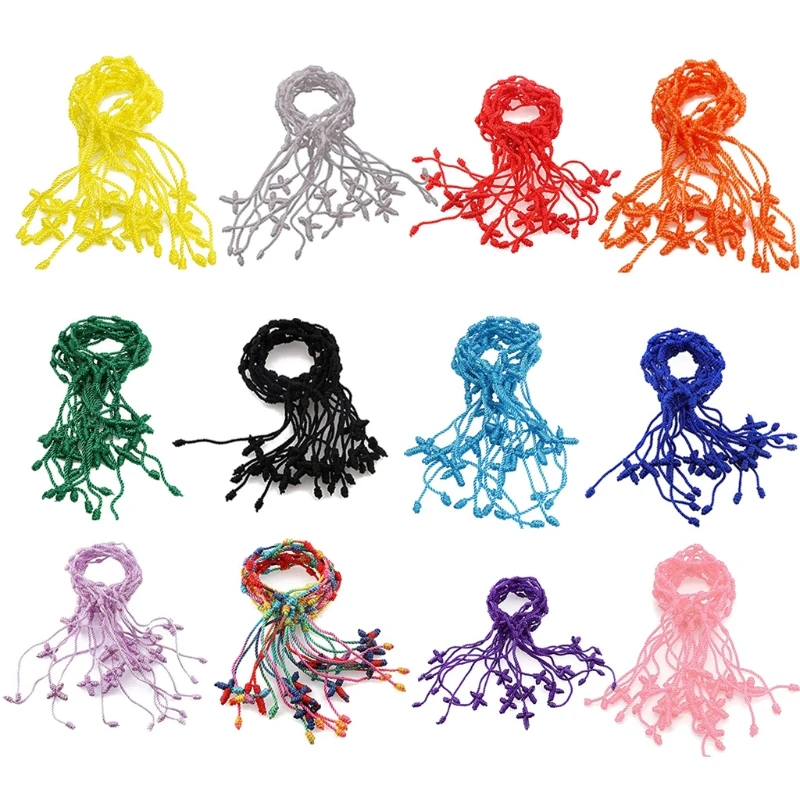 

12 шт. Регулируемый Каббала 7 узел Строка в форме Креста «Good Luck Тибетский браслет P15C