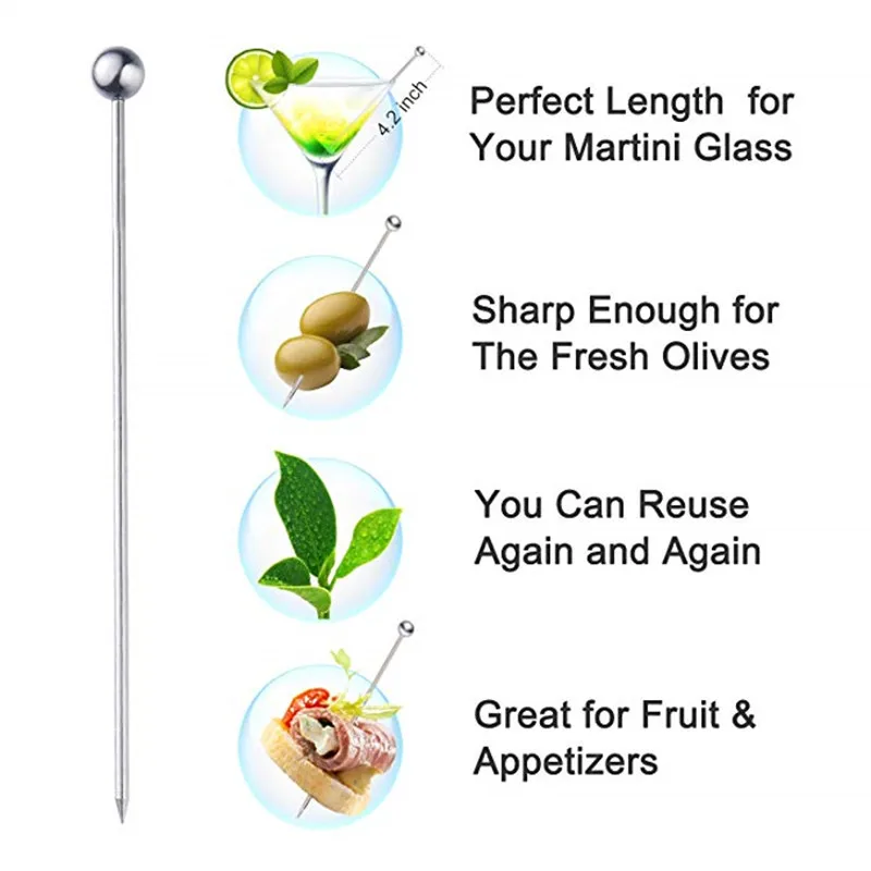 Палочки для коктейлей из нержавеющей стали разные цвета отлично подходят бара