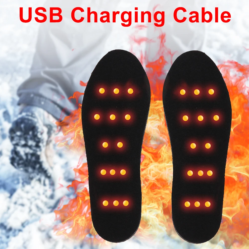 

USB Heated Shoe Sneaker Insoles Foot Warming Pad Washable Winter Warm Thermal Mat For Outdoor Sports Heating Warmer Accessories