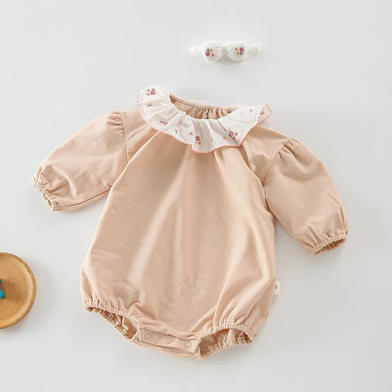 

New 2022 Spring Autumn Baby Girl Rompers Baby Girl Long Sleeves Floral Triangle Crawl Clothing Baby Girl Clothing Rompers