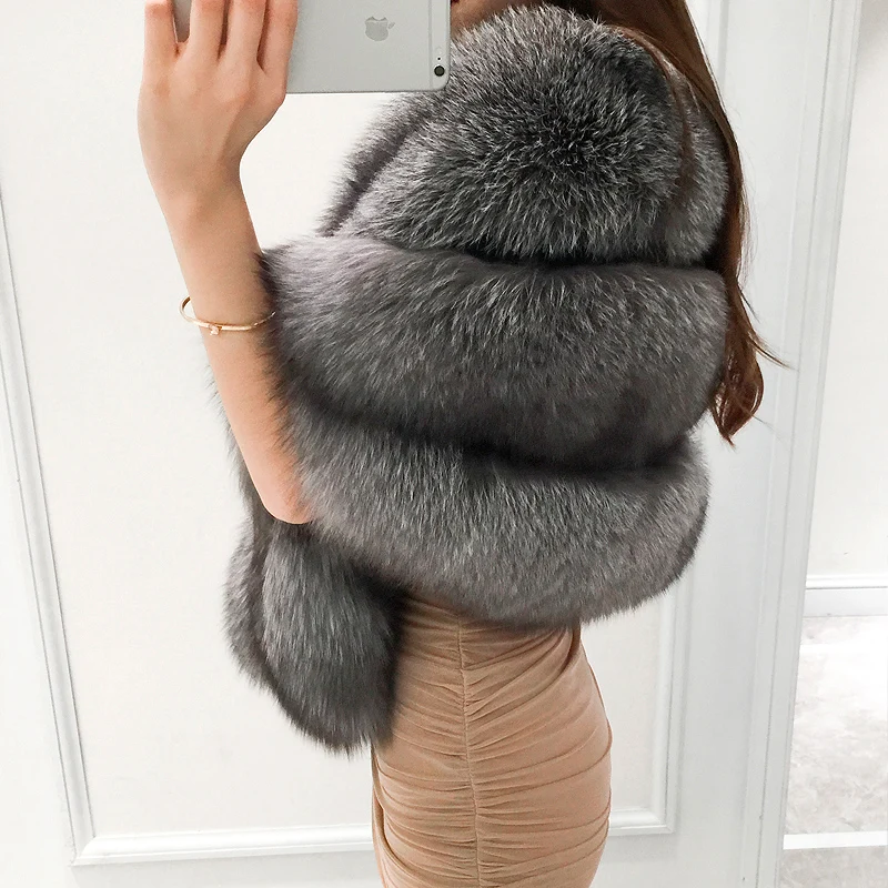 Real Fox Fur Shawl poncho stole with tassels shrug cape robe tippet wrap with raccoon fur collar women
