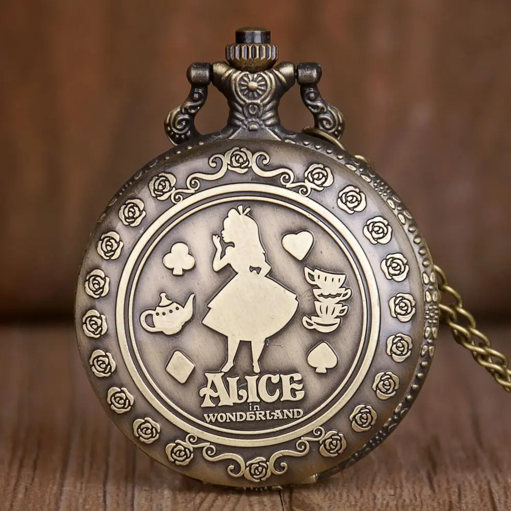 

Unique Pocket Watch Movie Theme Cut Pattern Fashion Flower Retro Necklace Women pocket & fob watches Gift Girls