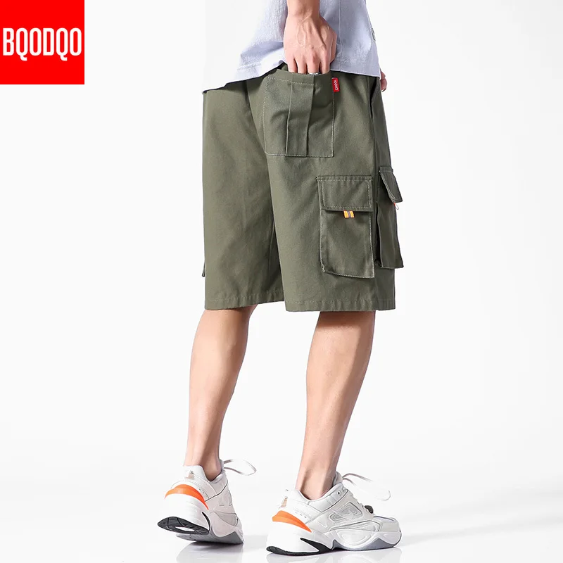Хлопковые карго бордшорты мужские армейский зеленый Фитнес японский 5XL