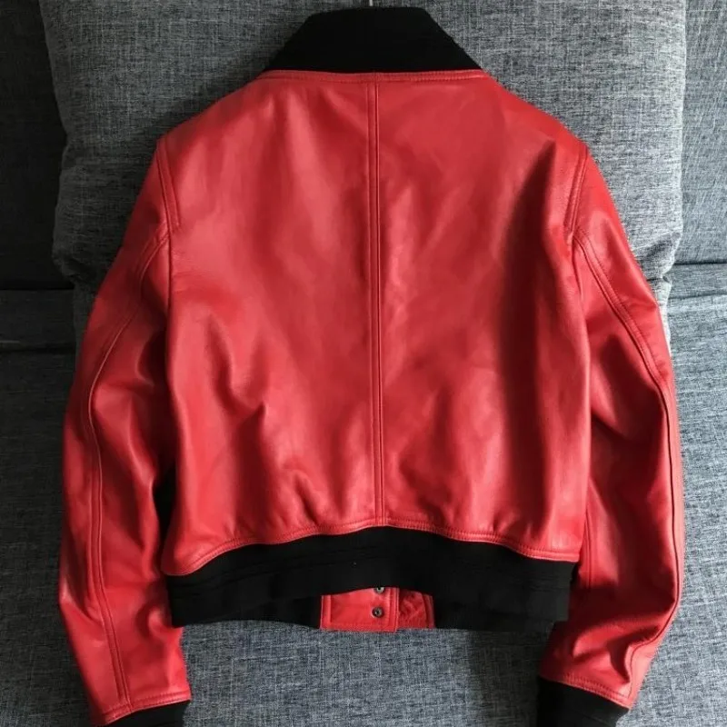 Модная куртка из натуральной овечьей кожи женская уличная одежда короткое