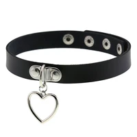 new heart choker necklaces gothic pu leather heart necklace rock punk chocker statement jewelry women collar necklace