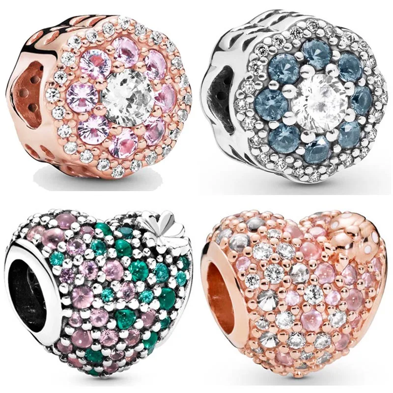 

Original 925 Sterling Silver Charm Radiant Heart Lucky Four-leaf Clover Gleaming Ladybird Bead Fit Popular Bracelet DIY Jewelry