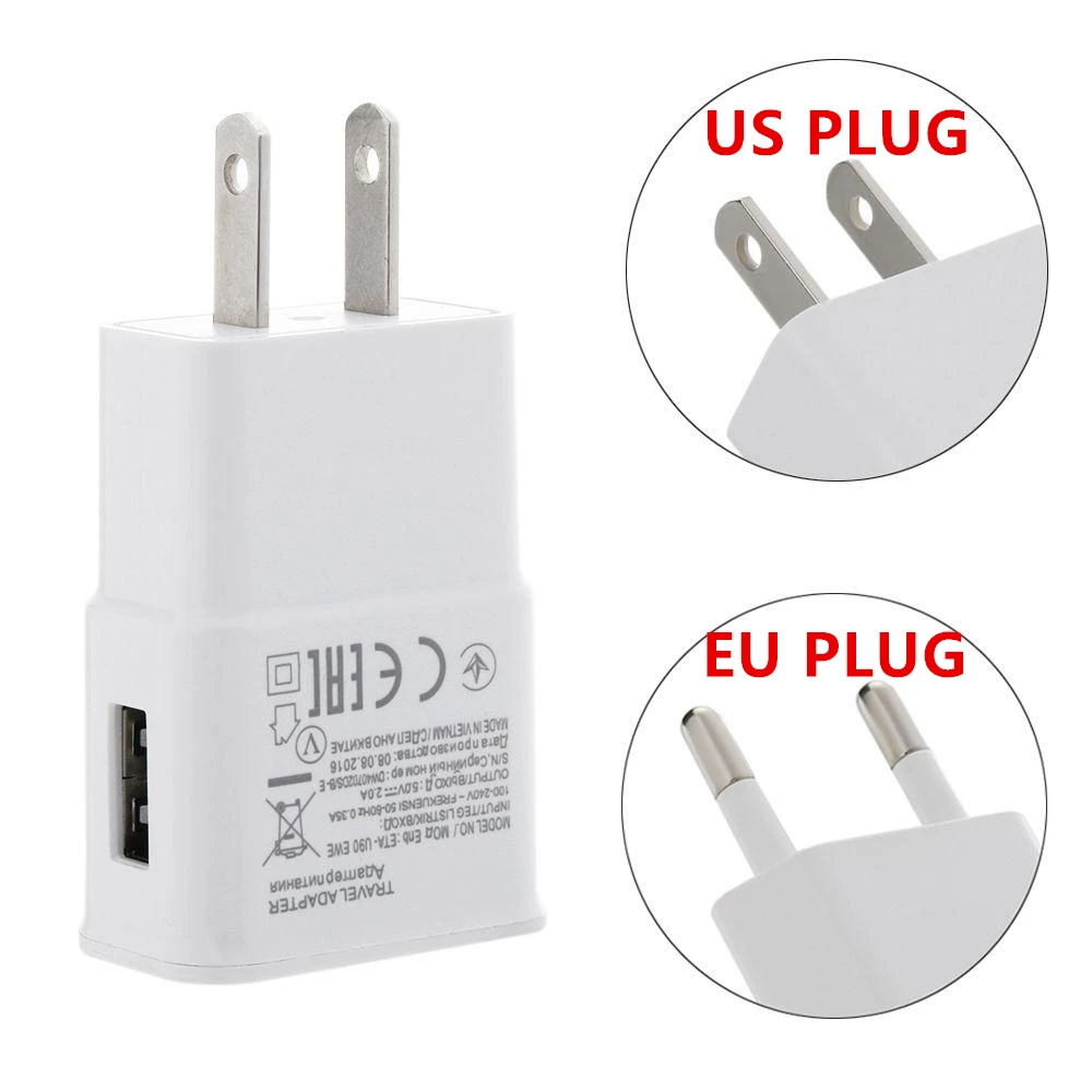 Сетевое зарядное устройство USB 5V 2A путешествия мобильный телефон ЕС США Plug для