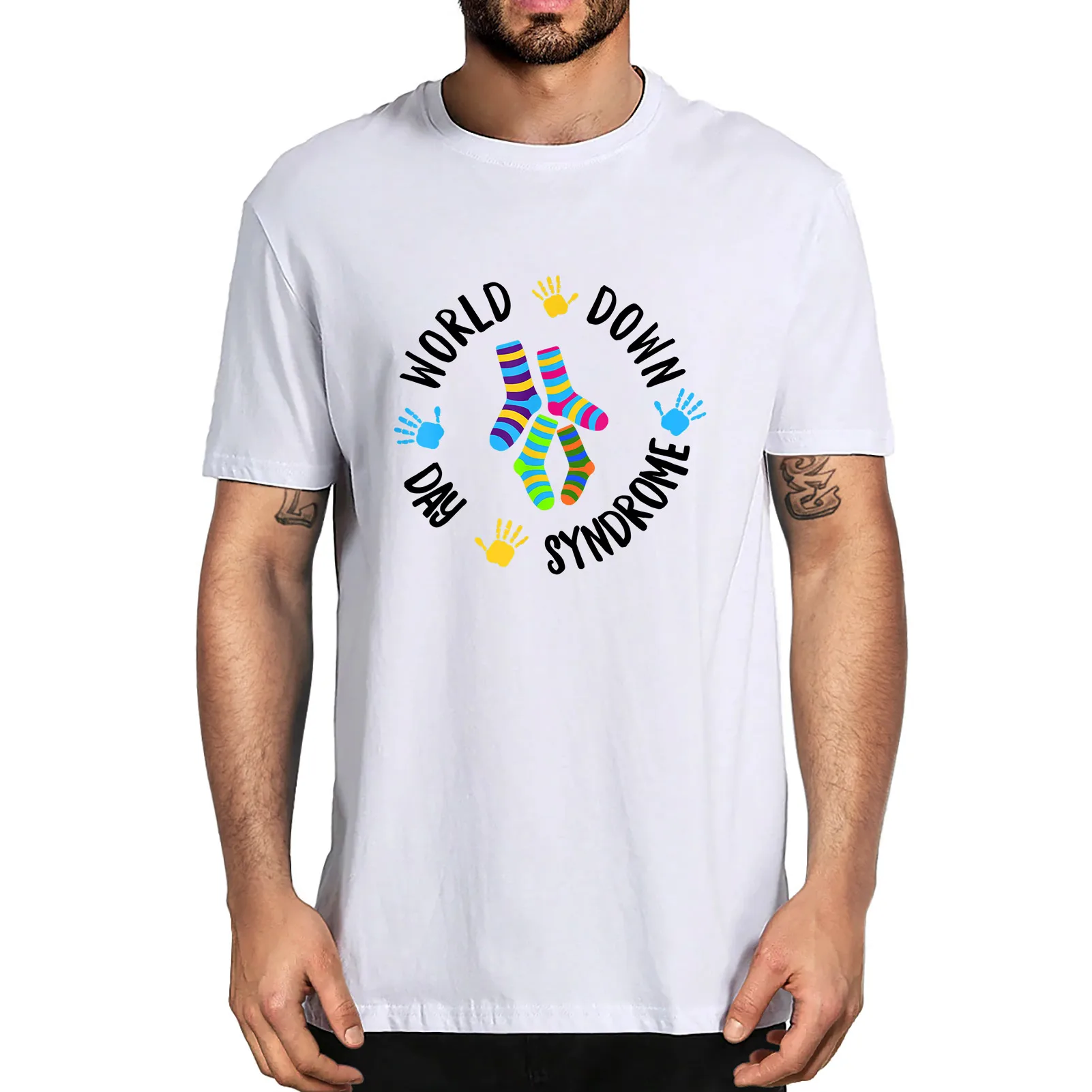 

World Down Syndrome Day Awareness Socks Down Right Kids Vintage Men's Funny Short Sleeve Gift