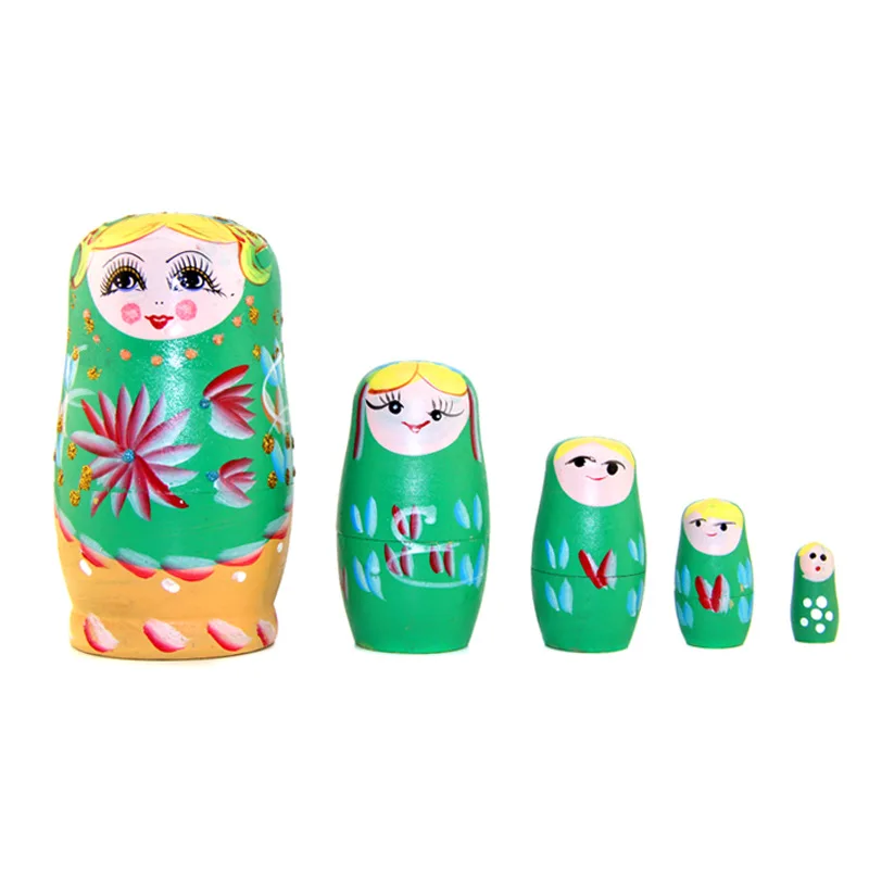 Горячая Распродажа: 5 шт./компл. деревянный русская матрешка куклы коса Россия