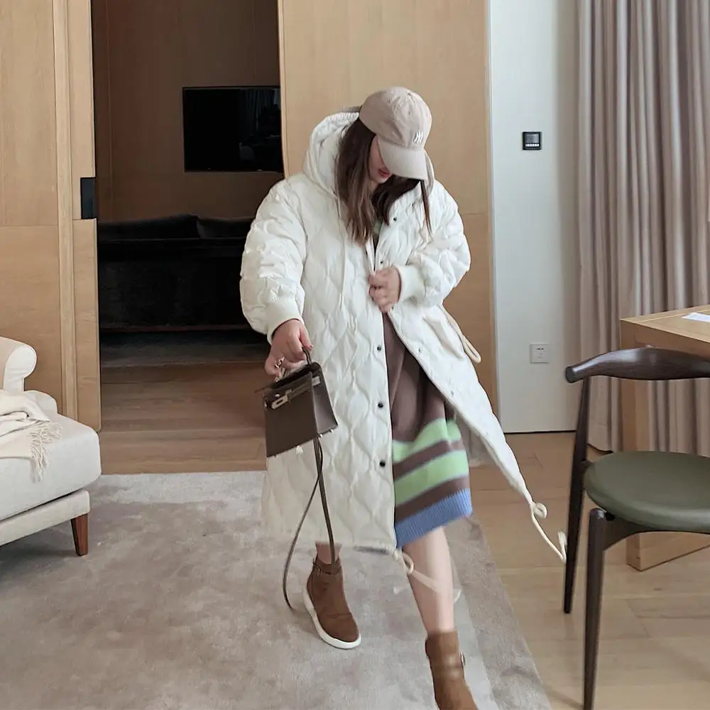 Jinggu/домашняя куртка пуховик в форме бриллианта со шляпой корейская модная белая