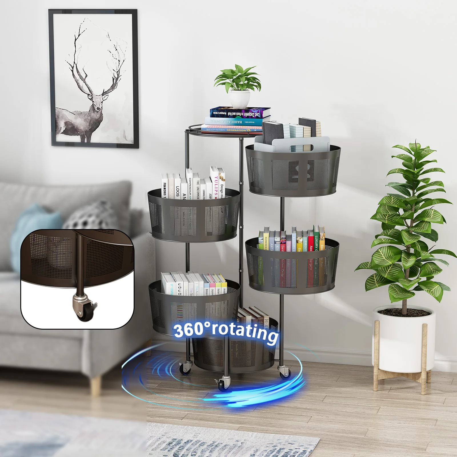 

Multi-layer Storage Rack With Wheels Kitchen living room Rotating Basket Drawer Type Organizer Floor Large Vegetables Fruit Cart
