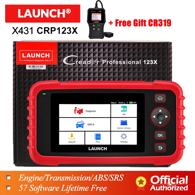 Launch X431 CRP123X OBD2 сканер OBDII диагностический инструмент автоматический считыватель кодов ABS SRS передача двигателя CRP123 X OBD Бесплатный подарок CR319