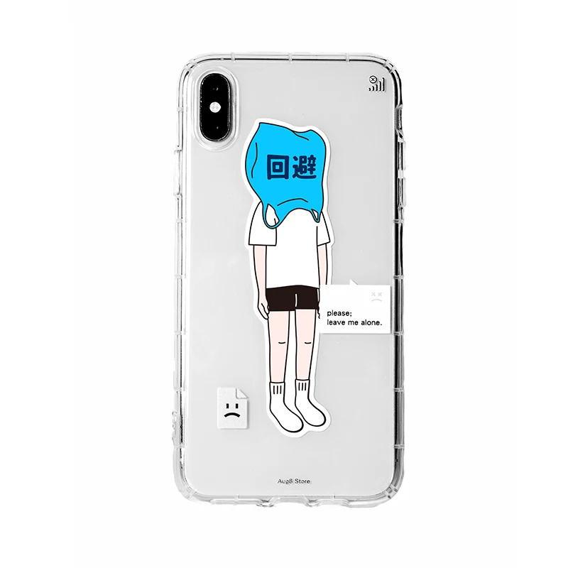 

Transparent Leave Me Alone Stickers Personality Cartoon Custom Models Phone Case for iPhone 12 Pro 11 Max X XR XS 7 8 Plus