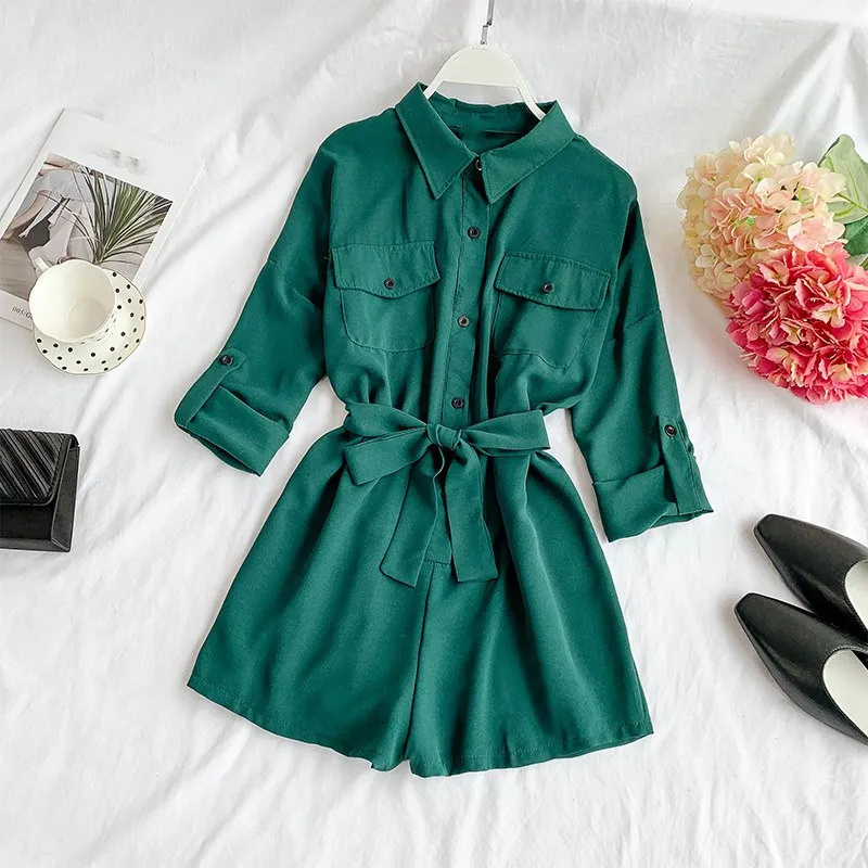 Женский комбинезон с отложным воротником элегантные летние комбинезоны на