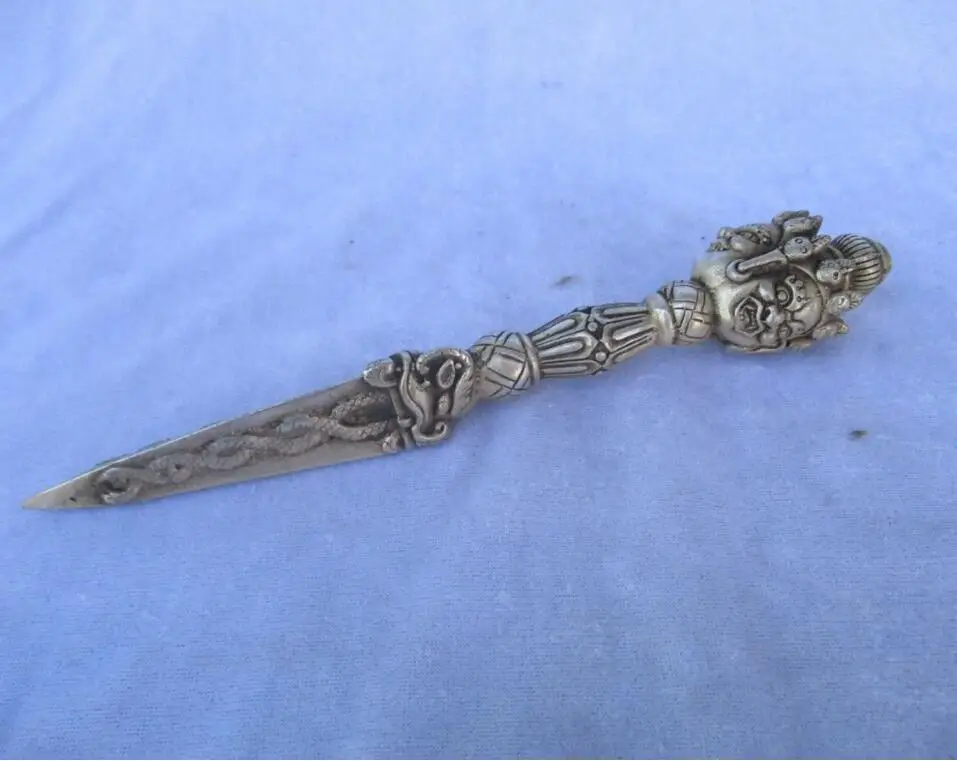 

Collectible Old Handwork Tibet silver Buddhist Sword /Ritual Dagger statue from tibetan ,Long 19CM