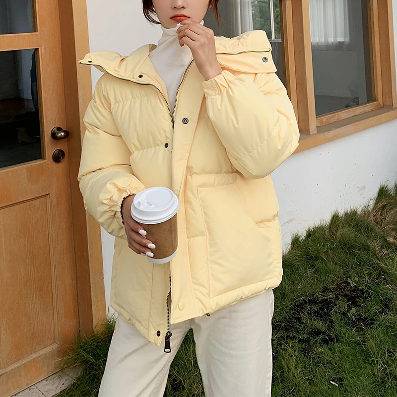 

LEOSOXS Warm Winter Jacket Woman Black Parka Sweet Preppy Style Thicked Loose Short Cotton Padded Coats Women Autumn Coat 2020