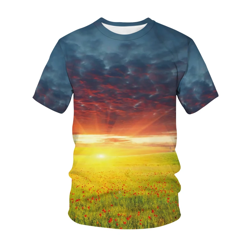 

2021 Summer Casual Men's 3D T-shirt Foggy Forest Fashion Streetwear Women's Pullover Short Sleeve Top Large Size 110/6XL