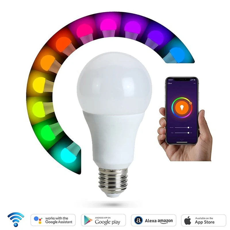 

Умсветильник Светодиодная лампа E27 с поддержкой Wi-Fi, RGB + белый + теплый белый свет