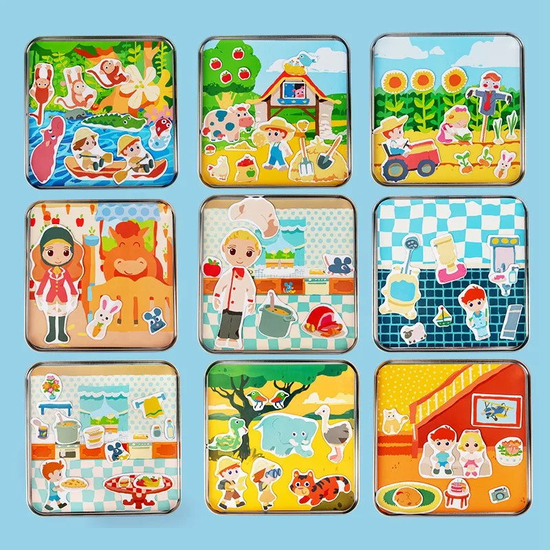 

Early Education netic Puzzle Cognitive Matching Beneficial ligent netic Paste Life Scene Toy