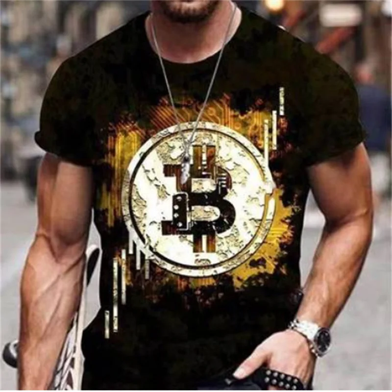 

European and American Summer Clothes Streets of Restoring Ancient Ways New 3D Printing Fashion Trend Boys' Short Sleeve T-shirt