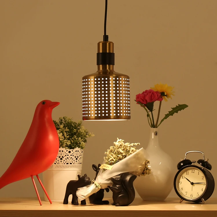 

Modern Led Gold Iron Pendant Light Industrial Living Room Restaurant Bar Bedroom Lamp Bed deco maison