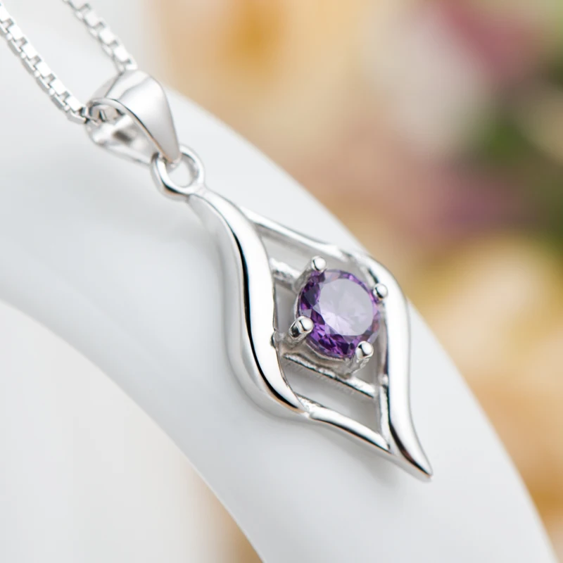 Sterling Silver Clavicle Necklace Rhombus Pendant Zircon Diamond Jewelry for Women 18K Gold Plated 18inches Box Chain | Украшения и