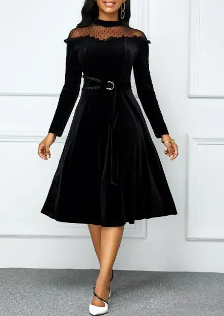 5xl женское платье большого размера Сезон осень зима сетки шить вельветовое