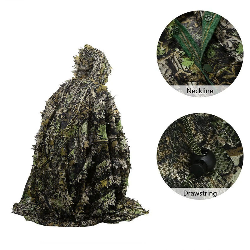 

3D Maple Leaf Design Special Men Unisex Camouflage Hidden Hunting Clothes Jungle Shooting Ghillie Suits Hunt Poncho Cloak