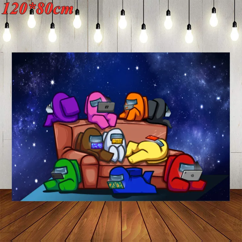 

Among Us Party Supplies Balloons Paper Cups Plates Flags Disposable Tableware Set Kids Boy Birthday Party Decoration Game Party