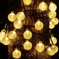 crystal ball solar led light outdoor ip65 waterproof string fairy lamps solar garden garlands christmas decoration
